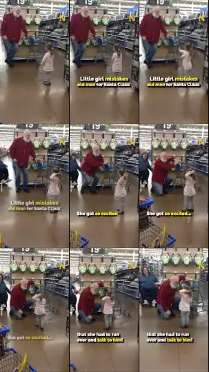 Little girl mistakes old man for Santa Claus and he adorably plays along ❤️