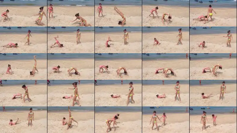 Гимнастика на пляже в Таиланде *Gymnastics on the beach in Thailand*