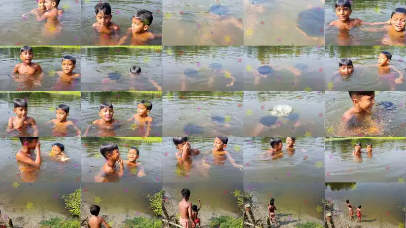 Kids bath | children swim | Awesome bathing in village for kids