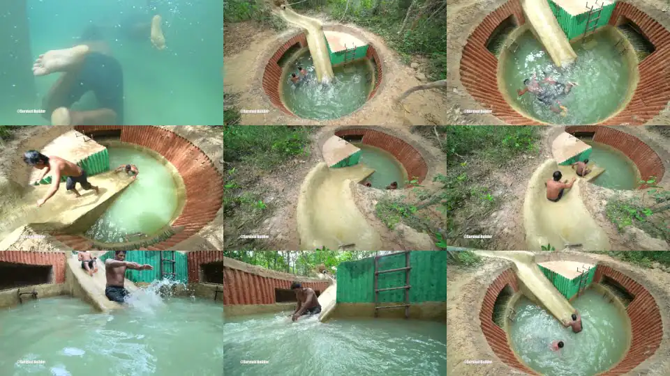 Build Most Tunnel WaterSlide To Swimming Pool Underground