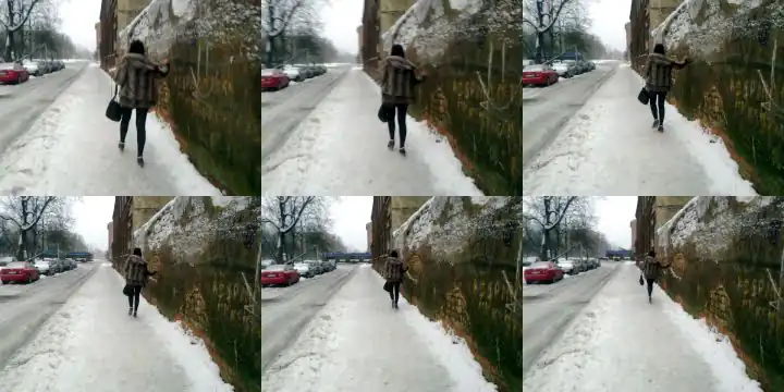 a very drunk Russian girl going home (Riga, Latvia)