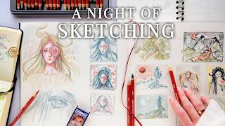 late-night sketchbook session 🌙 portraits, vampires, and Korean myths || sketch with me