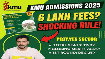 KMU Private MBBS/BDS Final Merit List: Closing Merit & Seat Allocation Interview schedule 2025-26