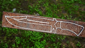 Creating Sharp Bowie Knife From an Old Rusted Leaf Spring