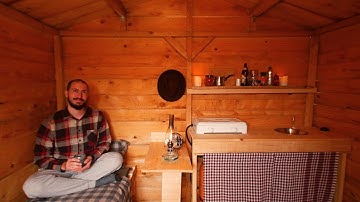 Building My Simple Wooden Cabin in Off Grid Wilderness | EP 3 -  Finishing The Roof & The  Interior