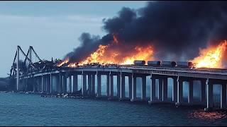 PUTIN IN A FURY! Ukrainian F-16s Destroy Millions of Tons of North Korean Ammo On the Crimean Bridge