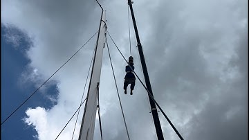 Het vervangen van de voorstagdraad en het plaatsen van de mast met Rolly Tasker-tuigage dient in ...