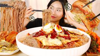 ENG) Hangover Naengmyeon🔥 Spicy Cold Noodles with Fire Kimchi MUKBANG real sound asmr eating