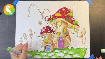 Easy Mushroom House Drawing | Step-by-Step for Kids & Teachers
