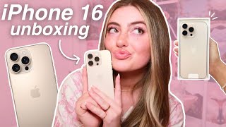 iPHONE 16 UNBOXING & SET UP!! *asmr edition because i'm sick lol* desert titanium   pro  max