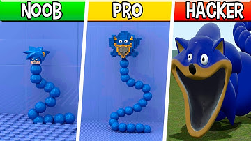 LEGO Hungry Sonic Worm : Noob, Pro, HACKER! / (ROBLOX Slap Tower x Shin Sonic Tapes)