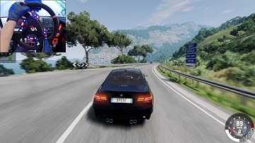 Full sending a BMW E92 M3 in BeamNG.drive | Steering wheel gameplay