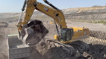 Cat 395 And Cat 385C Excavators Loading Overburden On Trucks - Sotiriadis Mining Works - 4k