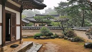 10H ASMR Rain Sounds on a Traditional Korean Hanok Backyard | Deep Sleep & Healing White Noise