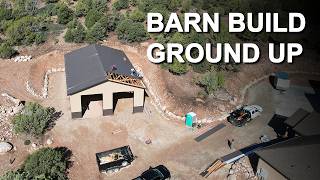 Building a barn on a steep mountain off-grid lot