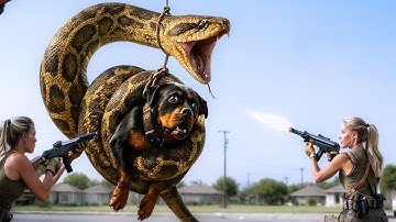 Brave Females Save ROTTWEILER From Giant Python