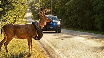 Saved a Deer Stuck in a Tire and Her Fawn