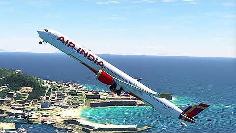 Extreme Vertical Takeoff! A350 Air India Jet Conquers Short Runway Over the Ocean