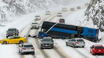 Icy Road Chaos Caught on Camera - Cars Sliding Everywhere (Part 1)
