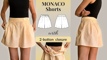 How to Sew MONACO Shorts ✂ DIY Chic All-Season Pleated Shorts with Pocket & 2-Button Side Closure