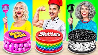 Me vs Grandma vs Chef Cooking Challenge! Cake Decorating Sweet Hacks by YUMMY JELLY