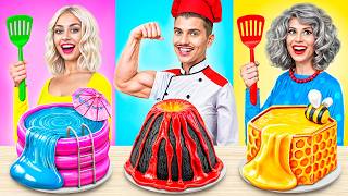 Me vs Grandma vs Chef Cooking Challenge! Cake Decorating Sweet Hacks by YUMMY JELLY