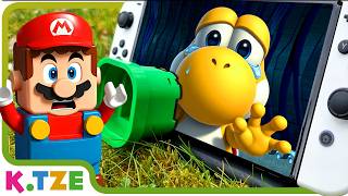 Lego Mario enters the Nintendo Switch to Save Yellow Baby Yoshi 😰🎮 Super Mario Odyssey Story