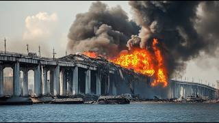 1 MINUTE AGO! A boat with a 5,000 TONS of explosives blew up the Crimean Bridge with North Koreans!