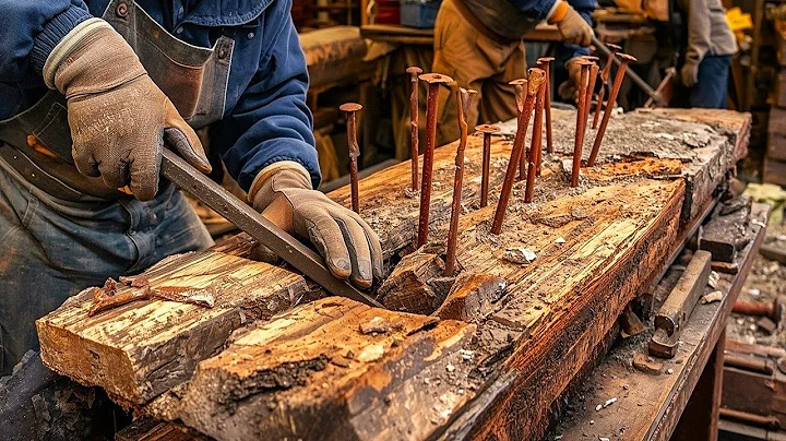 The Incredible Process of Turning Old Train Sleeper Difficult Wood into High-Value Product Furniture