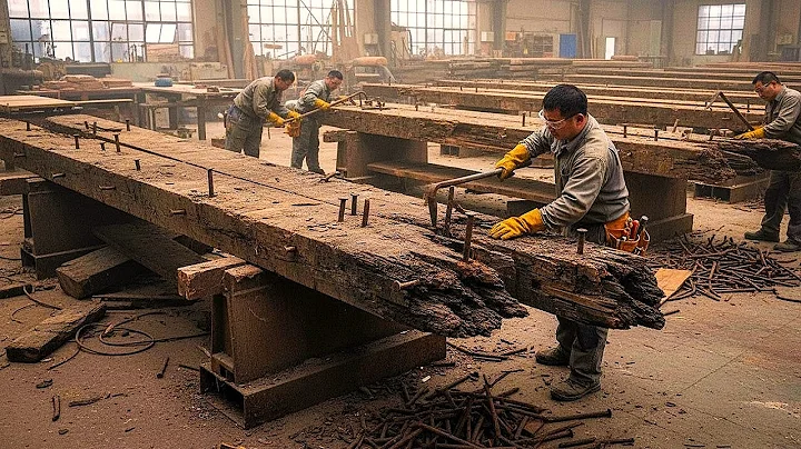 The Incredible Process of Turning Old Train Sleeper Difficult Wood into High-Value Product Furniture