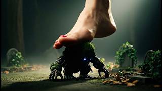 AI woman's barefoot trampling odd things. - Satisfying ASMR AI