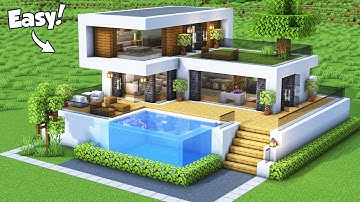 Minecraft: How to Build a Modern House Tutorial (Easy) #81 - Interior in Description!