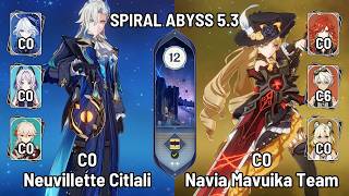 Neuvillette Spiral Abyss 5.3 Citlali Freeze Team C0 & C0 Navia Mavuika Team | Genshin Impact