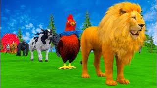 Paint & Animals Duck,Gorilla,Lion,Elephant,Cow,Sheep Fountain Crossing Transformation Animal Cartoon