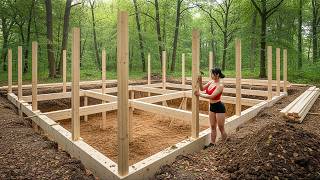 From Zero to Finish: Young Woman Builds a Beautiful Wooden Cabin Step by Step