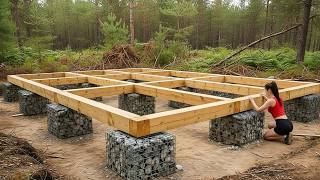 From Zero to Finish: Young Woman Builds a Beautiful Wooden Cabin Step by Step