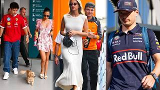 Max Verstappen Charles Leclerc Lando Norris & more arrive with their girlfriends in Paddock | BTS