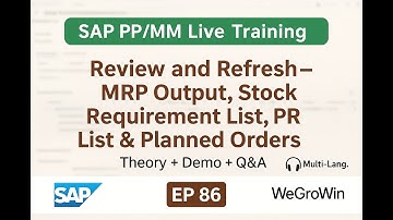SAP PP SAP MM Live | EP 86 | Refresh – MRP Output, Stock Requirement List, PR List & Planned Orders