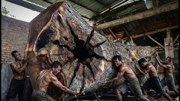 Unbelievable Grain Reveal! A 2 Meter Wide Elite Log Opens to Stunning Red Patterns