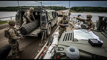 Bridge recon preps for barrier reinforcement (B-Roll).