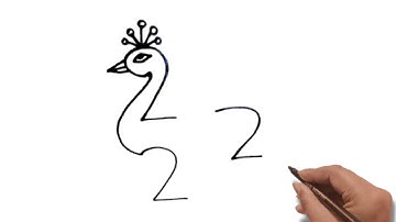 How To Draw Peacock using Number 222