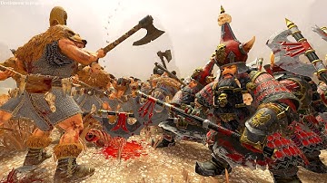 Marauder Bearmen (GW) VS Chaos Dwarf Warriors (GW) - Tides of Torment DLC | Total War Warhammer 3