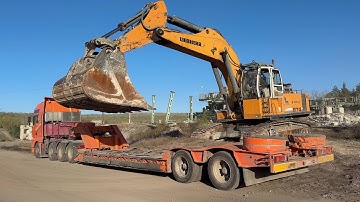 Loading & Transporting Two Liebherr 974 Excavators On Site - Labrianidis Mining Works - 4k