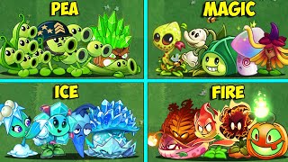 PVZ 2 - 4 Team PEA x FIRE x ICE x MAGIC Battlez - Which Plant Team Will Win?