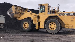 Cat 990 Wheel Loader Loading Coal On Lorries - S.G.M Melidis