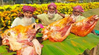 Buffalo Head Curry & Pulao - Buffalo Head Processing & Cooking by Grandpa - Food for Disabled People