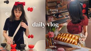 ghibli fest movie, baking a bread for the first time, drawing kiki & halloween themed cafe | ansoen