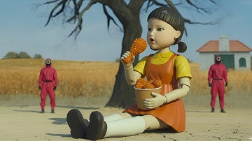 Squid Game Doll Fast Food Eating ASMR || SQUID GAME