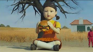 Squid Game Doll Fast Food Eating ASMR || SQUID GAME