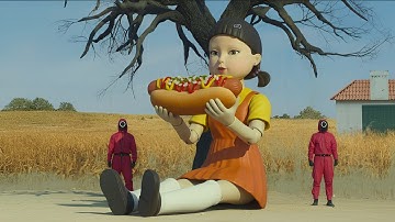 Squid Game Doll Fast Food Eating ASMR || SQUID GAME